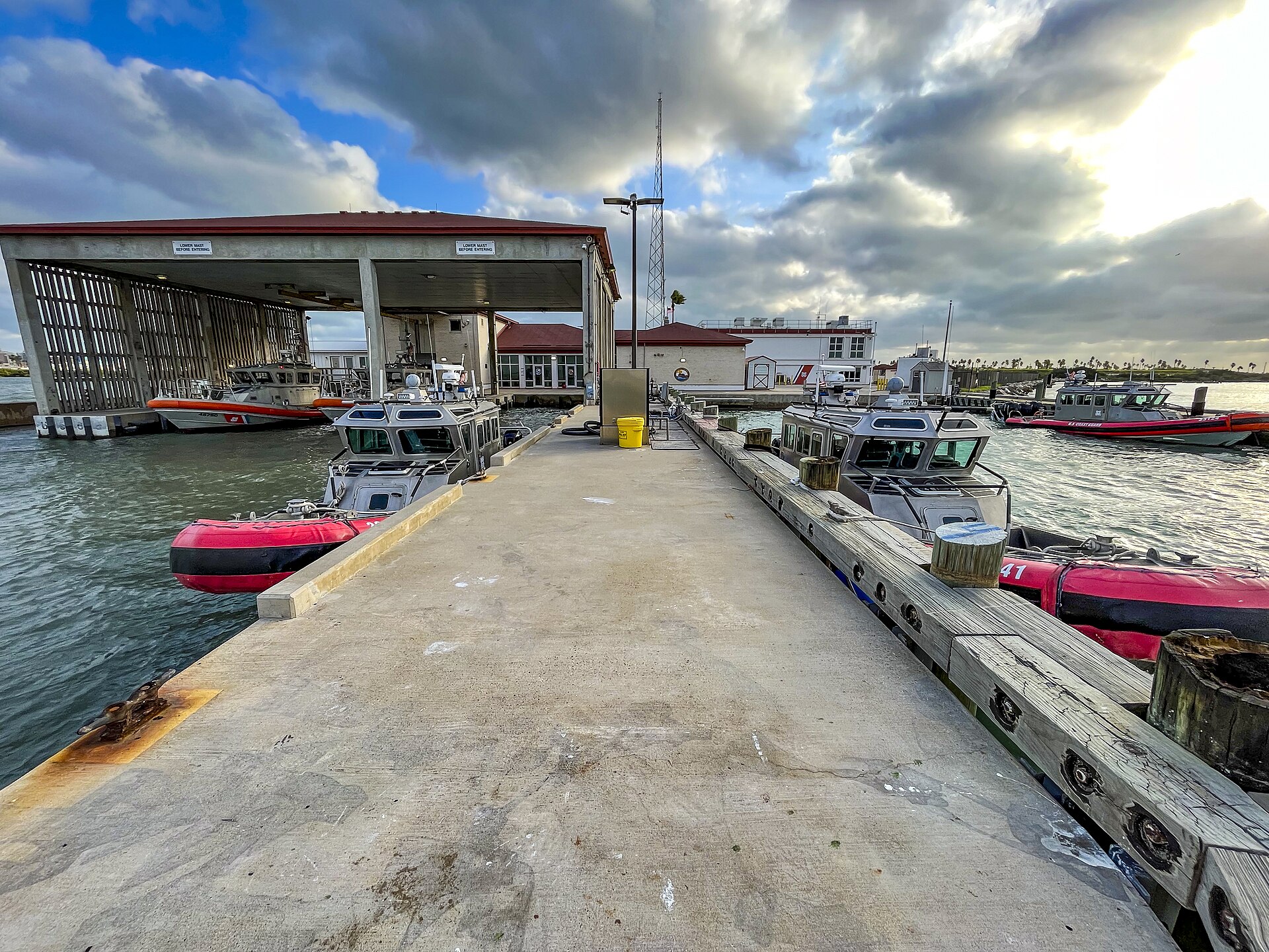 Coast Guard response boats moored at Station South Padre Island, Texas